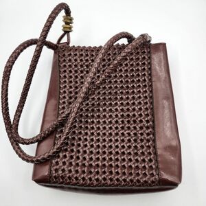 Coletta Vintage 90's Elegant Brown Woven Braided  Leather Bag